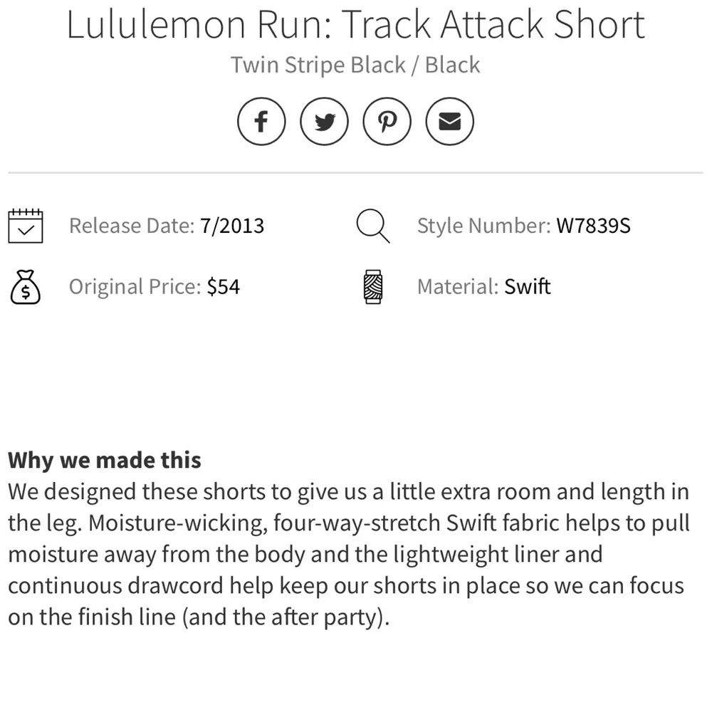 LULULEMON Run-Track Attack‎ Short Twin Stripe Black/Black